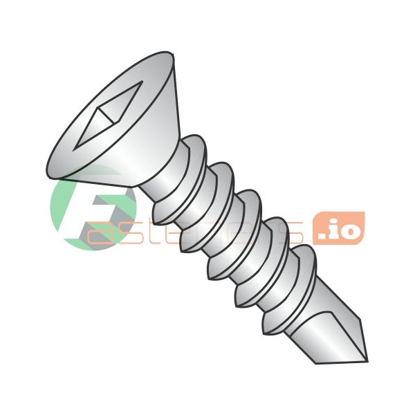 Newport Fasteners Self-Drilling Screw, #8 x 5/8 in, Plain 18-8 Stainless Steel Flat Head Square Drive, 2000 PK 592181 - main